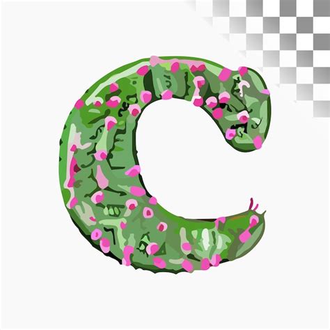 C Desenho De Letras Fonte Elegante Cactus Verde Flores Cor De Rosa