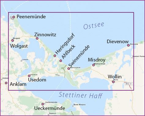 Fahrradkarte Insel Wollin Und Usedom Inklusive Sehenswürdigkeiten