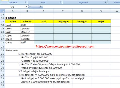 Inilah 6 Contoh Soal Latihan Excel Fungsi If Terlengkap Contoh