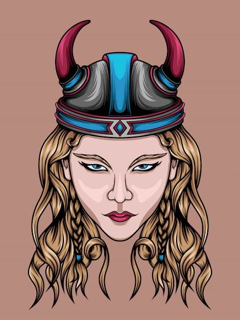 Ilustración de niña vikinga Vector Premium