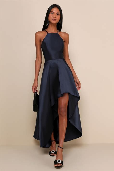 Broadway Show Navy Blue High Low Gown Lulus