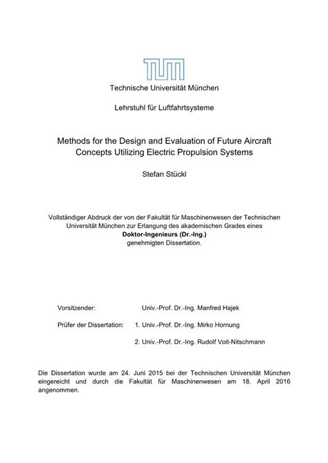 Methods For The Design And Evaluation Of Future Aircraft Concepts