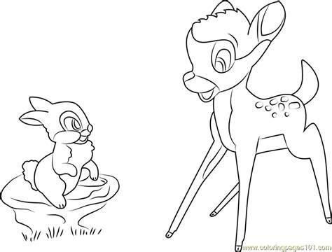 Bambi And Thumper Coloring Page for Kids - Free Bambi Printable ...