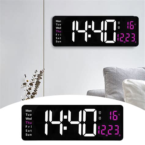 NKBBCU Clock Home Clock Large LED Digital Wall Clock Temperature Date ...