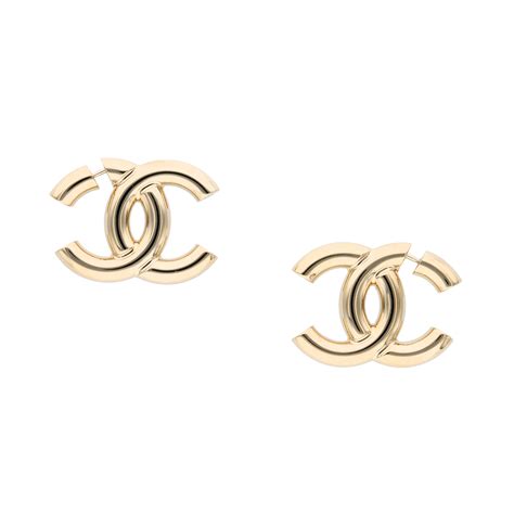 Chanel Light Gold Metal Cc Earrings Available For Immediate Sale