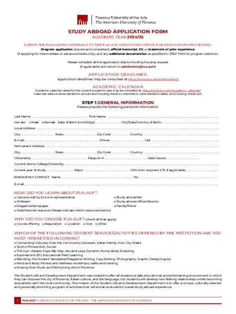 Fillable Online Semester Abroad Application Form Fax Email Print