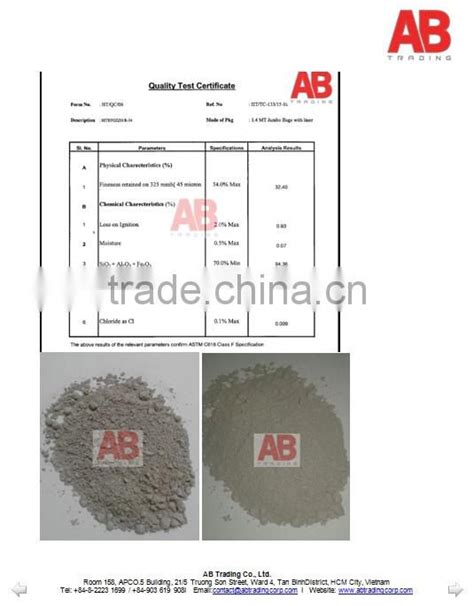 Fly Ash ASTM C618 Class F Specification BS Standards Fly Ash Of