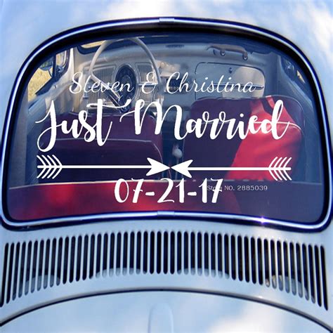 Car Rear Window Decal Just Married Wedding Car Sign With Custom Groom