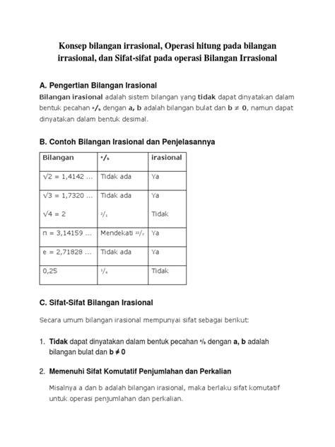 Paket 14. Konsep Bilangan Irrasional | PDF