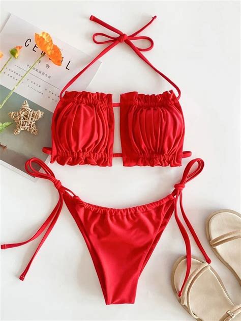 Costum De Baie Bikini Push Up Fitint Joy Piese Rosu Fitint Ro