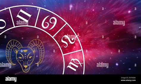 Composición De La Rueda Del Zodiaco Con Signo De Estrella De Aries