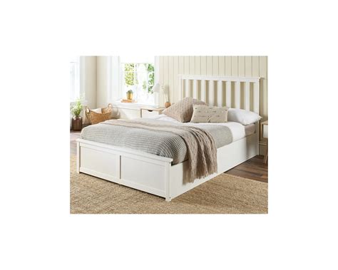 Aspire Atlantic Wooden Ottoman Bed Frame White Wood Solid Bedstead