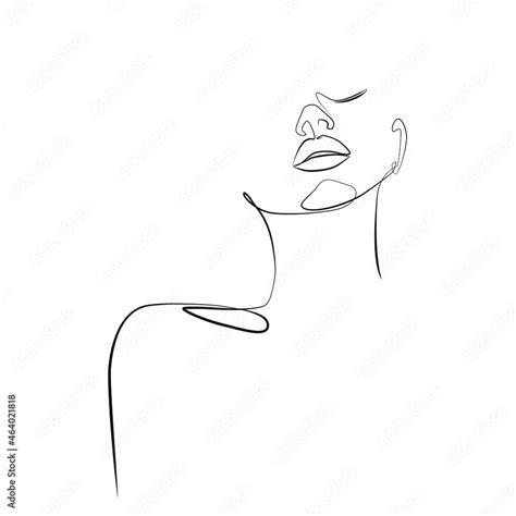 Vecteur Stock Woman Face With Raised Chin And Closed Eyes Close Up One