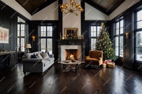 Premium Photo | Elegant Christmas living room with fireplace