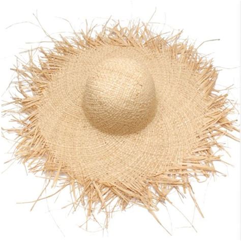 Natural Large Wide Brim Raffia Straw Hats Woven Circle Fringe Beach Cap