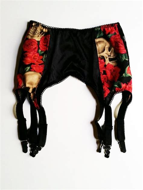 Items Similar To Skulls And Roses High Waisted Garter Belt Made To