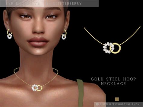 The Sims Resource Gold Steel Hoop Necklace Starfish Earrings Loop