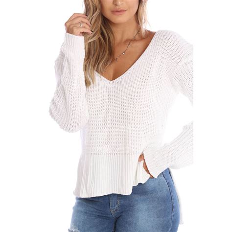 Blusa Tricot Decote V Branca