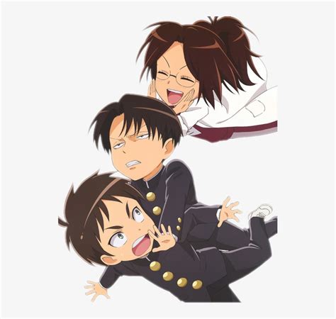 Transparent Chibi Pupils Hanji Levi And Eren Making Levi Attack On