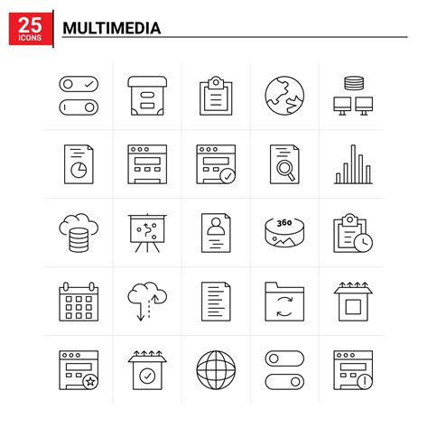 25 Multimedia icon set. vector background 15467021 Vector Art at Vecteezy