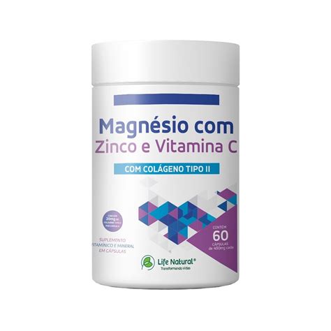 MAGNÉSIO ZINCO E VITAMINA C COLÁGENO II Suplementos Life By