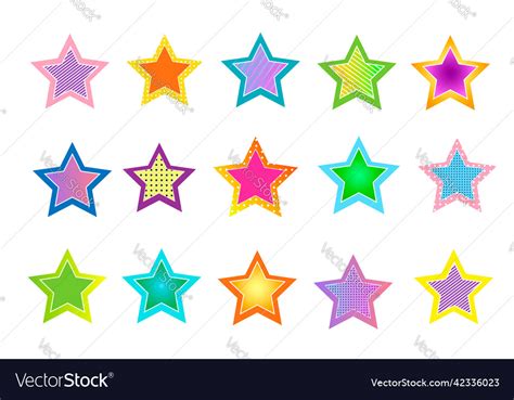 A set of colorful stars drawing Royalty Free Vector Image