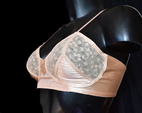 Bra Peach Lace Vintage Lingerie S Art Deco New Lace Glamour