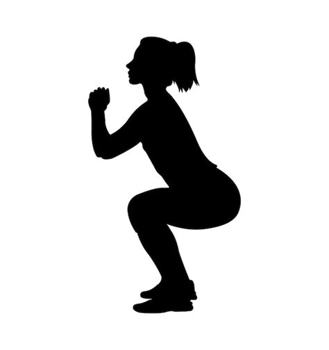 Premium Vector | Squat Exercise Silhouette Workout Training Women ...