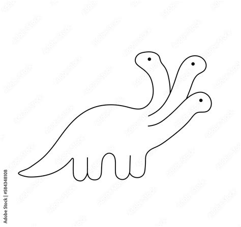 Vector isolated one single dino dinosaur with three heads three headed ...