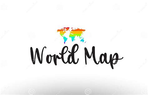 World Map Country Big Text With Flag Inside Map Concept Logo Stock