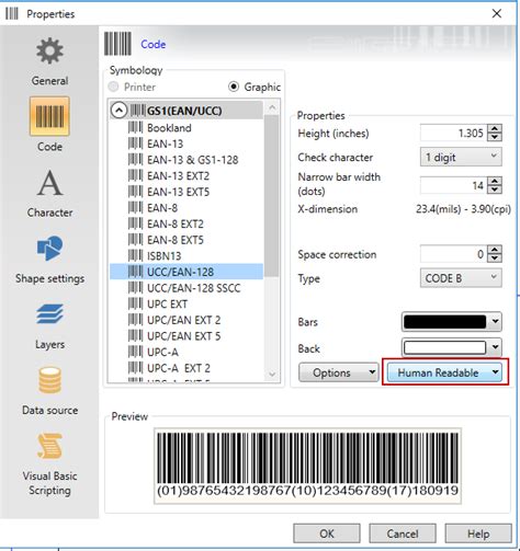 How Do I Get My Gs Human Readable Data To Stack In Labelview Codesoft