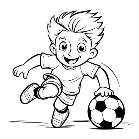 Joueur De Football En Dessin Animé Courant Avec Un Ballon Illustration