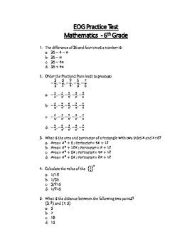 Math Eog Practice Test A Th Grade By Teachertime Tpt