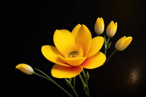 Premium AI Image A Yellow Flower With A Red Center