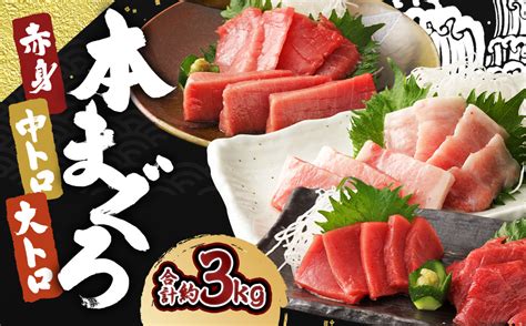 長崎県産 本マグロ3種盛り「大トロ・中トロ・赤身」約3kg【大村湾漁業協同組合】｜マイナビふるさと納税