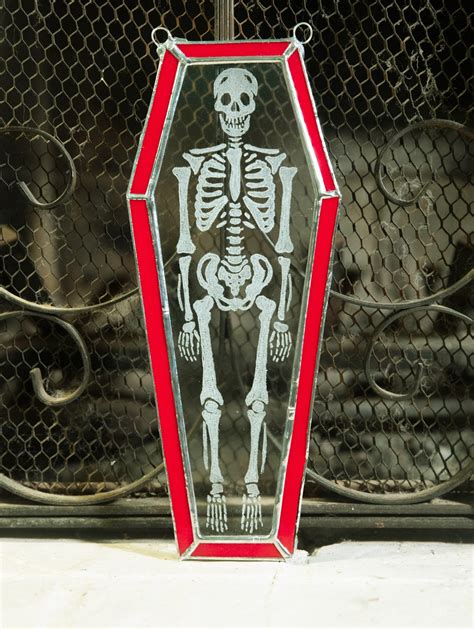 Skeleton Coffin Engraved Stained Glass Suncatching Etsy