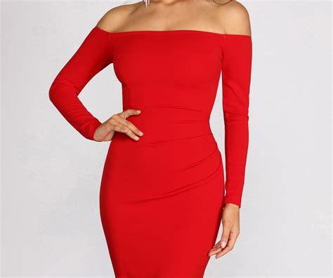 Rose Off The Shoulder Midi Dress Lady Occasions