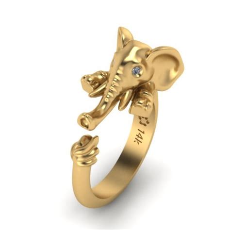 14k Gold Elephant Ring Etsy