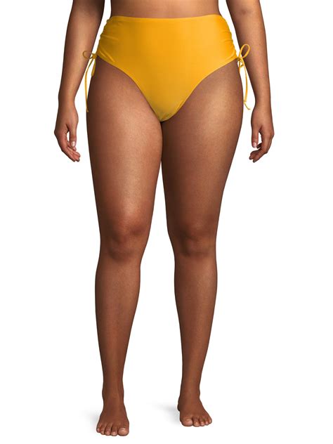 Time And Tru Women S Plus Size Cinch Tie Bikini Swimsuit Bottoms Walmart