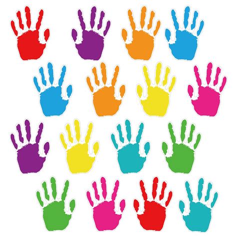 Clipart Library 48 Pieces Colorful Handprint Cut Outs Hand Creative