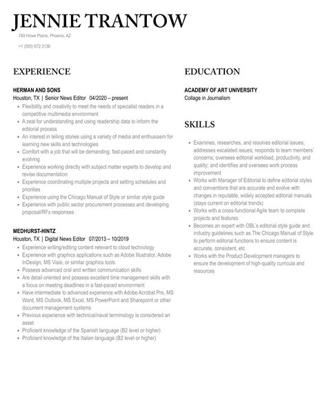 News Editor Resume Samples | Velvet Jobs