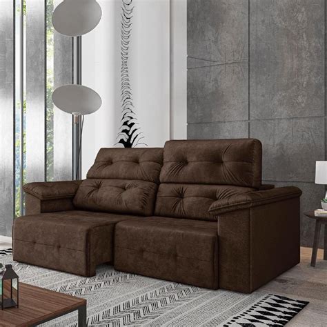 Sofa Retratil E Reclinavel 3 Lugar Aconchego Slin Espresso Marrom