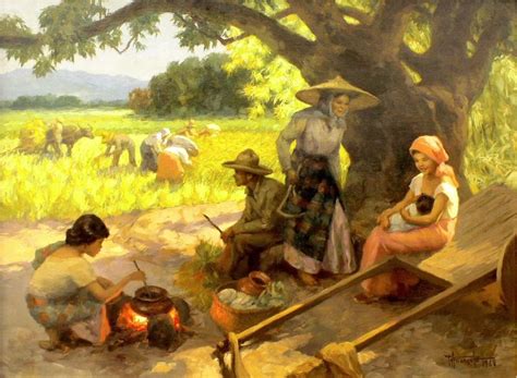 planting rice  fernando amorsolo original painting  fields
