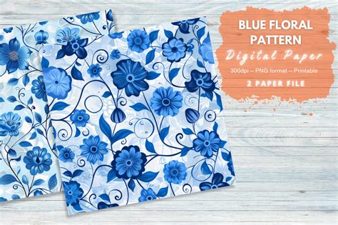 Blue Floral Pattern Digital Paper Graphic By Creative Svg Creative