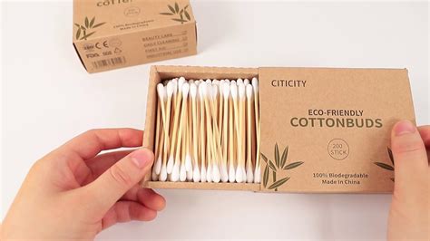 200 Pcs Cotton Buds Bamboo Stick Cotton Swabs In Paper Drawer Box