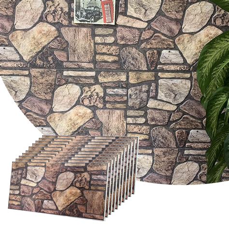 Dundee Deco 3D Wall Panels Cladding Mahogany Brown Stone Look Wall