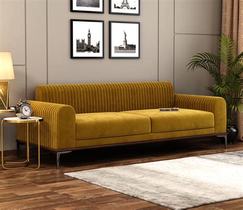 Buy Lorenz Seater Sofa Velvet Chestnut Brown Online In India At