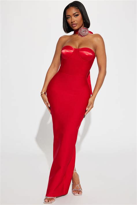 Divine Bandage Maxi Dress Red Fashion Nova Dresses Fashion Nova