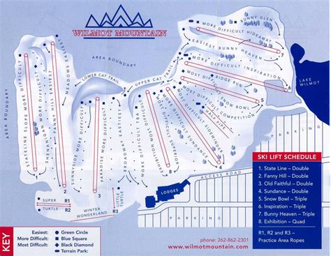 Wilmot Mountain Piste Map / Trail Map