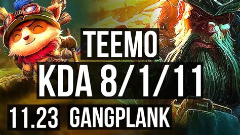 Teemo Vs Gangplank Top 8 1 11 1 4m Mastery Legendary 300 Games